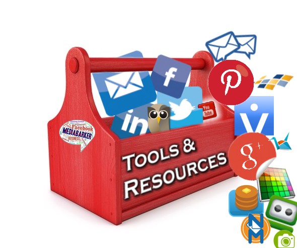 Tools and Resources toolbox with social media icons